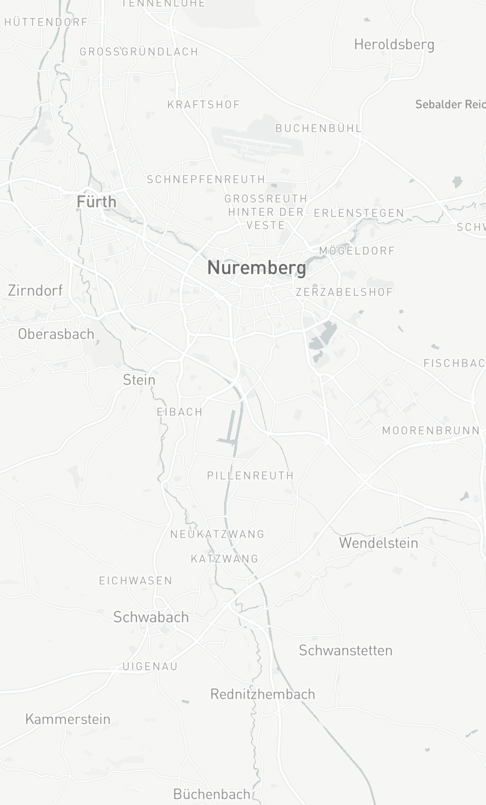 Mapbox Kartenausschnitt Nürnberg
